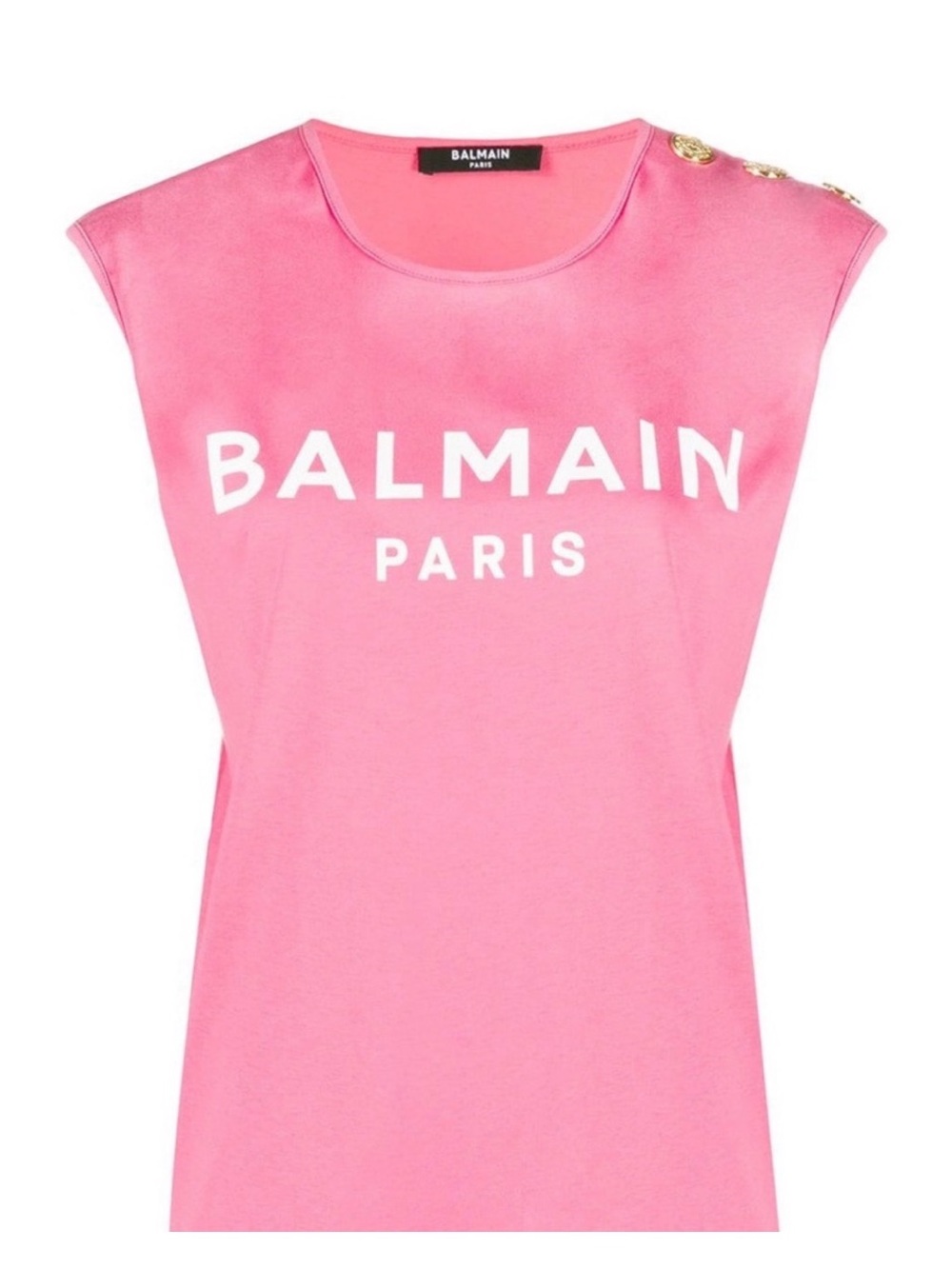 Balmain Paris Pink Logo Sleeveless Top XL